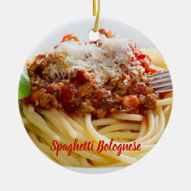 Spaghetti Bolognese Sauce Pasta with Parmesan Ceramic Ornament (Front)