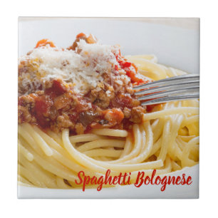 Spaghetti Bolognese Sauce Pasta with Parmesan Tile
