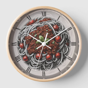 Spaghetti Bolognese vintage sketch by CaWall Clock
