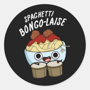 Spaghetti Bongolaise Funny Food Pun  Dark BG Classic Round Sticker