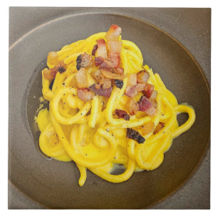 Spaghetti carbonara ceramic tile