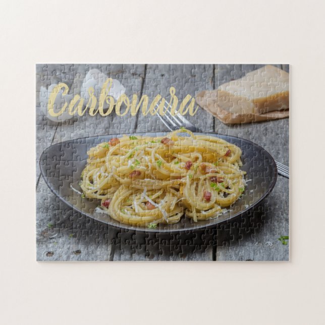 Spaghetti Carbonara Pasta with Bacon and Parmesan  Jigsaw Puzzle (Horizontal)