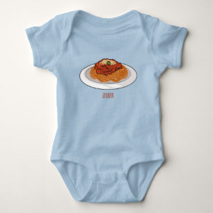 Spaghetti cartoon illustration Baby Bodysuit