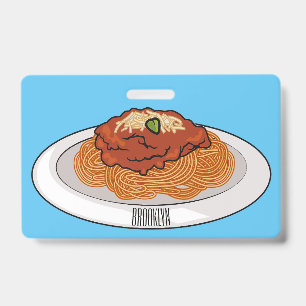 Spaghetti cartoon illustration Badge