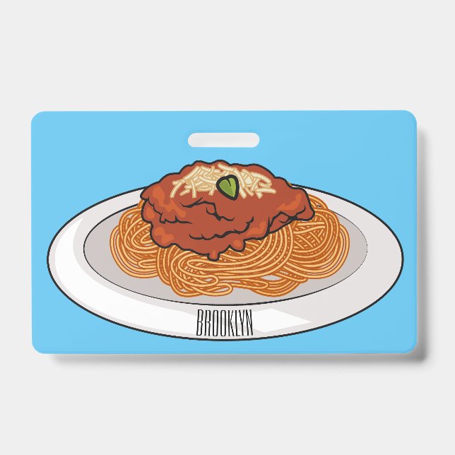  Spaghetti cartoon illustration Badge (Front)