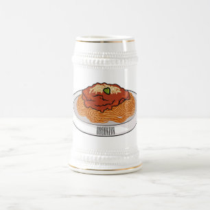 Spaghetti cartoon illustration Beer Stein