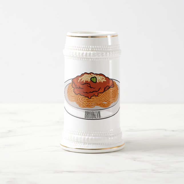  Spaghetti cartoon illustration Beer Stein (Center)
