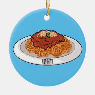  Spaghetti cartoon illustration Ceramic Ornament