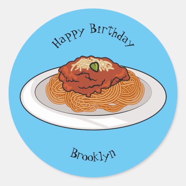  Spaghetti cartoon illustration Classic Round Sticker (Front)