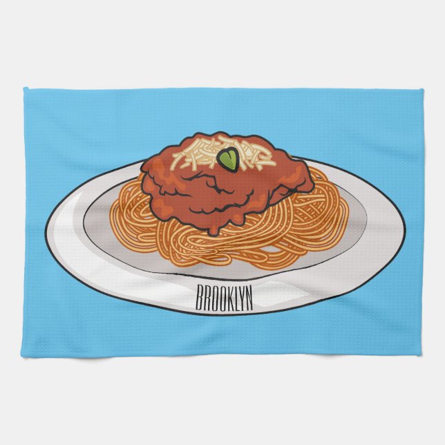  Spaghetti cartoon illustration Kitchen Towel (Horizontal)