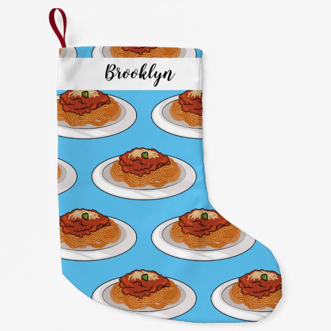  Spaghetti cartoon illustration Small Christmas Stocking (Front)