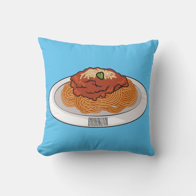  Spaghetti cartoon illustration Throw Pillow (Front)