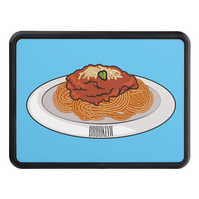  Spaghetti cartoon illustration Trailer Hitch Cover (Front)