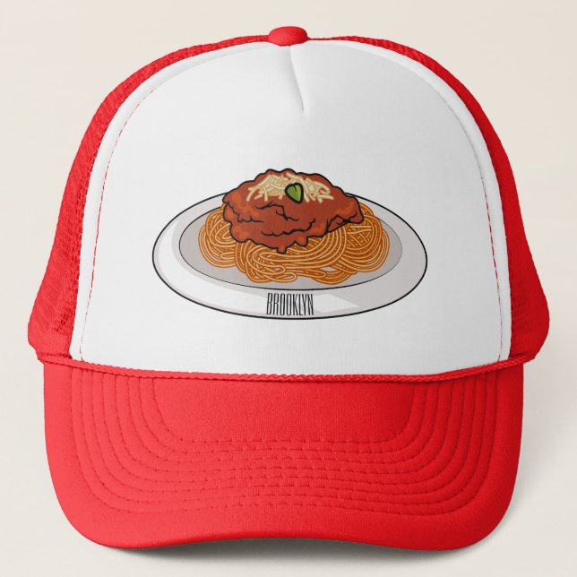  Spaghetti cartoon illustration Trucker Hat (Front)
