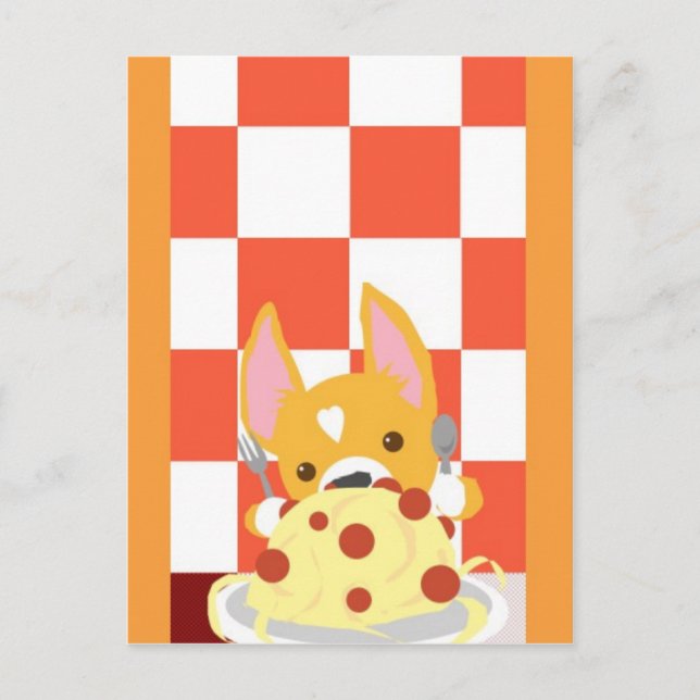 Spaghetti Dinner Corgi Postcard (Front)