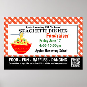 Spaghetti Dinner Fundraiser PTO PTA Church Banner Poster