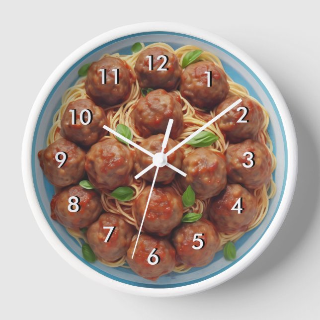 Spaghetti et boulettes de viande Italien Horloge c (Recto)