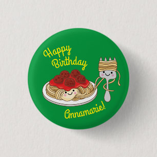 Spaghetti Kids Birthday Party Meatballs 1 Inch Round Button
