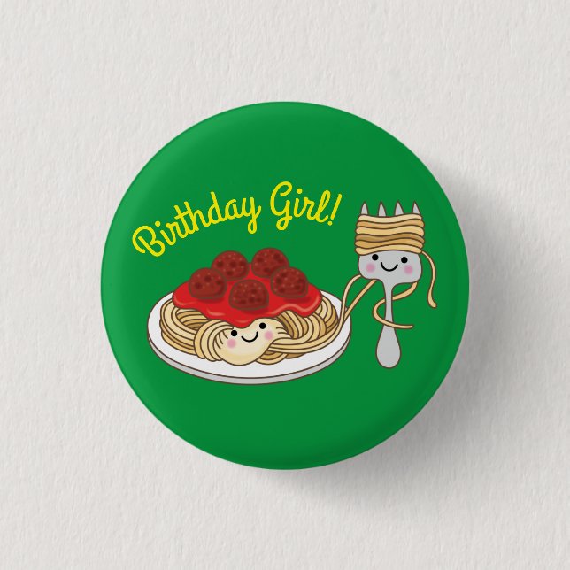 Spaghetti Kids Birthday Party Meatballs 1 Inch Round Button (Front)