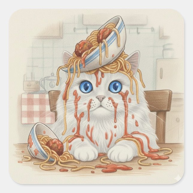 Spaghetti Kitty, Blanc, Autocollants (Devant)