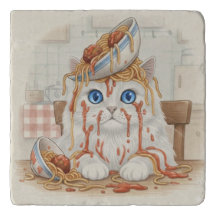 Spaghetti Kitty, Blanc, Dessous de plat