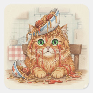 Spaghetti Kitty, Orange, Autocollants
