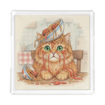 Spaghetti Kitty, Orange, Plateau en Acrylique