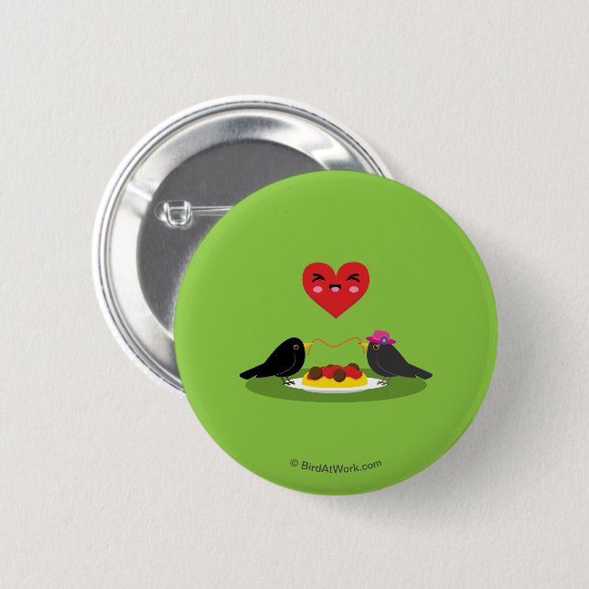 Spaghetti Meatballs Romantic Date 2 Inch Round Button (Front & Back)