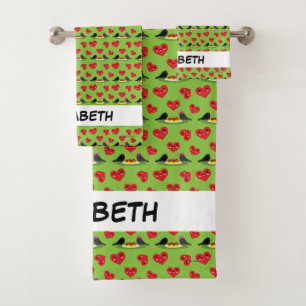 Spaghetti Meatballs Romantic Date Add Your Name Bath Towel Set