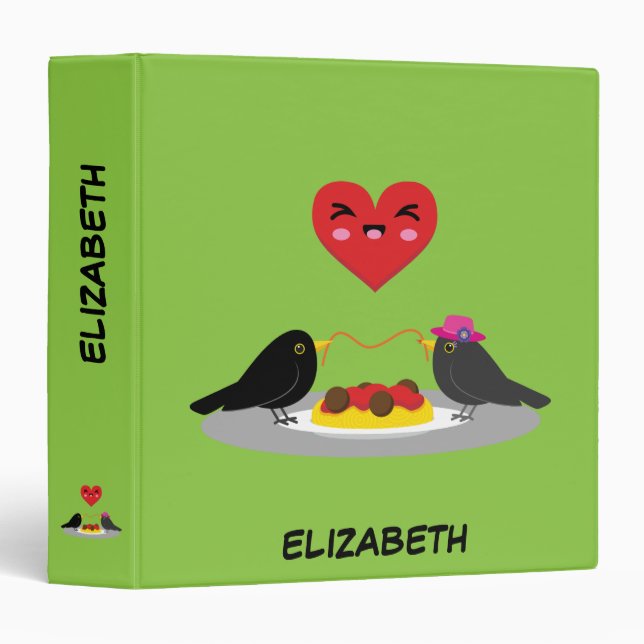 Spaghetti Meatballs Romantic Date | Add Your Name Binder (Front/Spine)