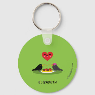 Spaghetti Meatballs Romantic Date   Add Your Name Keychain