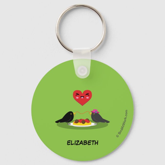 Spaghetti Meatballs Romantic Date | Add Your Name Keychain (Front)