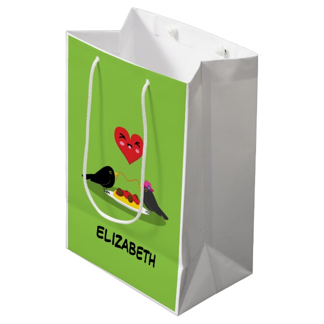 Spaghetti Meatballs Romantic Date | Add Your Name Medium Gift Bag (Front Angled)
