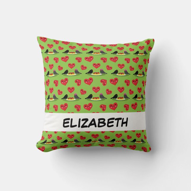 Spaghetti Meatballs Romantic Date | Add Your Name Throw Pillow (Front)