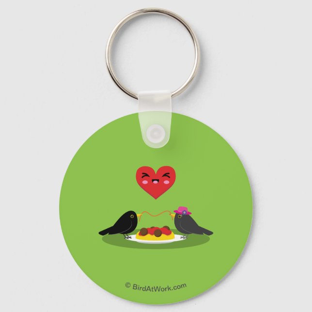 Spaghetti Meatballs Romantic Date Keychain (Front)