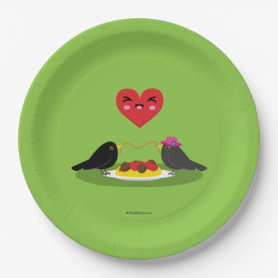 Spaghetti Meatballs Romantic Date Paper Plate