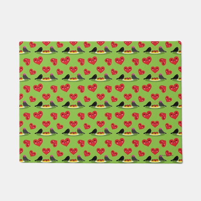 Spaghetti Meatballs Romantic Date Pattern Doormat (Front)
