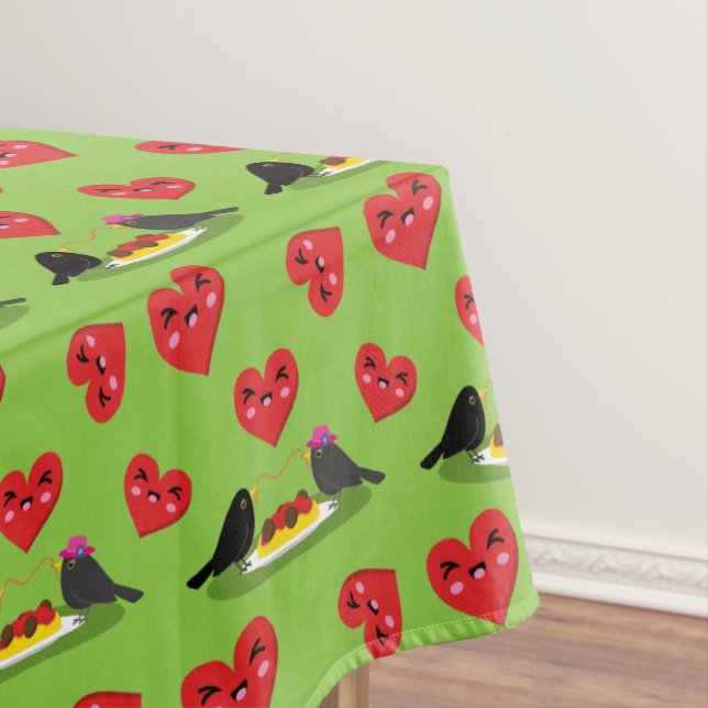 Spaghetti Meatballs Romantic Date Pattern Tablecloth (In Situ)