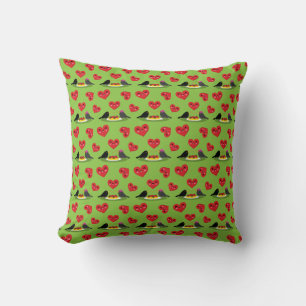 Spaghetti Meatballs Romantic Date Pattern Throw Pillow