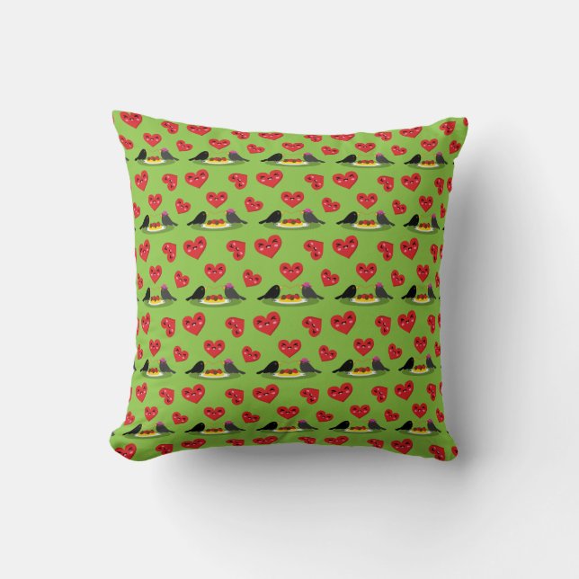 Spaghetti Meatballs Romantic Date Pattern Throw Pillow (Front)
