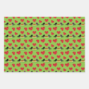 Spaghetti Meatballs Romantic Date Pattern Wrapping Paper Sheet