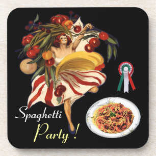 SPAGHETTI PARTY DANCE,ITALIAN KITCHEN AND TOMATOES COASTER