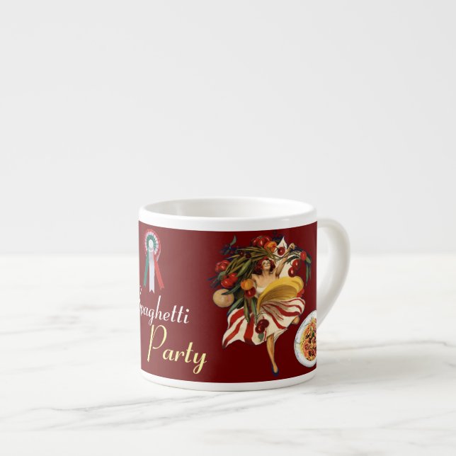 SPAGHETTI PARTY DANCE,ITALIAN KITCHEN AND TOMATOES ESPRESSO CUP (Front Right)