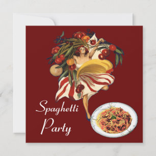 SPAGHETTI PARTY DANCE,ITALIAN KITCHEN AND TOMATOES INVITATION