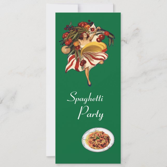 SPAGHETTI PARTY DANCE,ITALIAN KITCHEN AND TOMATOES INVITATION (Front)