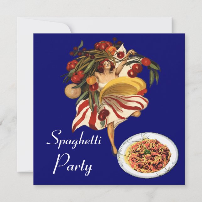 SPAGHETTI PARTY DANCE,ITALIAN KITCHEN AND TOMATOES INVITATION (Front)