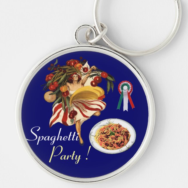 SPAGHETTI PARTY DANCE,ITALIAN KITCHEN AND TOMATOES KEYCHAIN (Front)