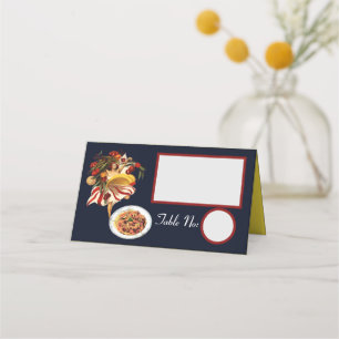 SPAGHETTI PARTY DANCE,ITALIAN KITCHEN AND TOMATOES PLACE CARD