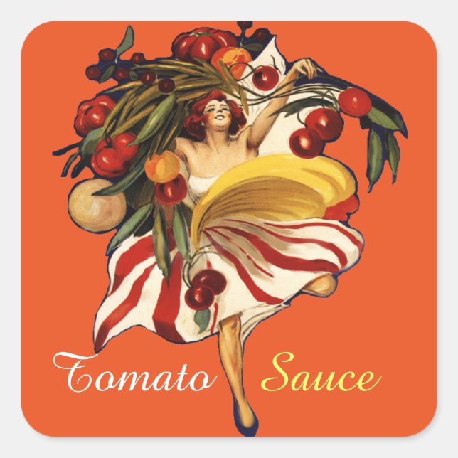 SPAGHETTI PARTY DANCE,ITALIAN KITCHEN TOMATO SAUCE SQUARE STICKER (Front)