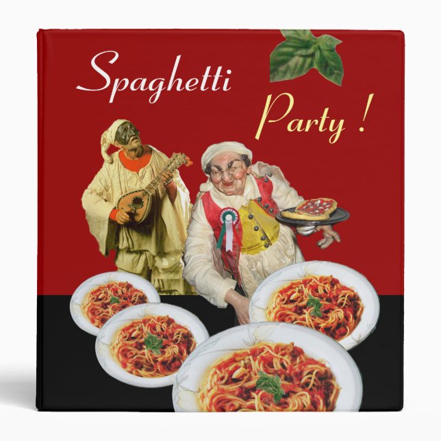 SPAGHETTI PARTY ITALIAN KITCHEN CHEF RECIPE BOOK BINDER (Front)